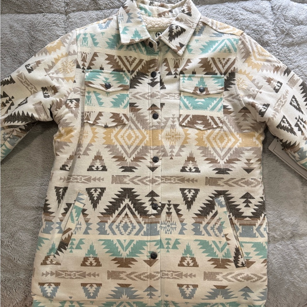 Patterned Cream and Brown Women's Jacket